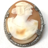 Genuine Sterling Silver Cameo Brooch