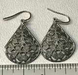 Sterling Silver Delicate Filigree Pierced Earrings