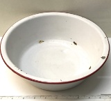Enamel Bowl with Red Trim