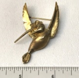 Vintage Gold Tone Hummingbird Brooch by Disney