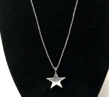 Sterling Silver Star Pendant on Sterling Silver 28