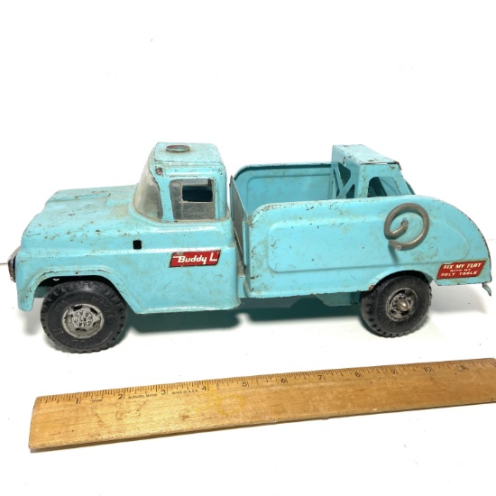 Cool Vintage “Buddy L” Turquoise Metal Tow Truck