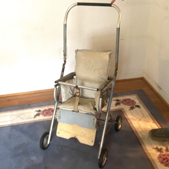 Vintage Baby Stroller with Folding Handle