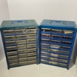 Pair of Plastic Organizers with Multiple Drawers & Some Beads