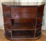 Hand Made Wooden Half Moon Bookcase with 2 Drawers