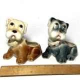 Pair of Adorable Vintage Pottery Dog Planters