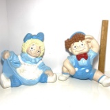 Pair of Ceramic Hand Painted Rag Doll Figurines