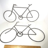 Pair of Black Metal Bicycle Wall Hangings