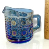 Blue Carnival Glass Creamer