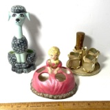 Lot of Ceramic & Brass Lipstick Dresser Caddies