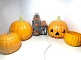Lot of Vintage Ceramic Pumpkins, Jack-O-Lantern & Haunted House