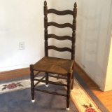 Vintage Ladder Back Chair with Rush Seat