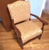 Vintage Arm Chair with Wooden Arms & Legs