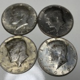 Lot of 4 - 1966-1974 Kennedy Half Dollars
