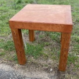 Square Ralph Lauren Wooden Table with Leather Top & Name Plate Underneath