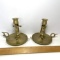 Pair of Antique Nautical Brass Swivel Candlestick Holders For Carrying or Hanging