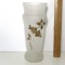 Vintage Bristol Satin Glass Vase with Hand Painted Floral Front