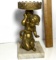 Brass Tone Cherub Figural Candle Holder on Marble Base