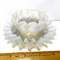 Antique Ruffled Opalescent Finger Bowl & Dish (dish has large chip on side, see pics)