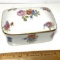 Vintage Limoges France Porcelain Lidded Trinket Box with Floral Design & Gilt Edge