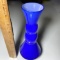 Attractively Shaped Cobalt Glass Vase with Clear Base