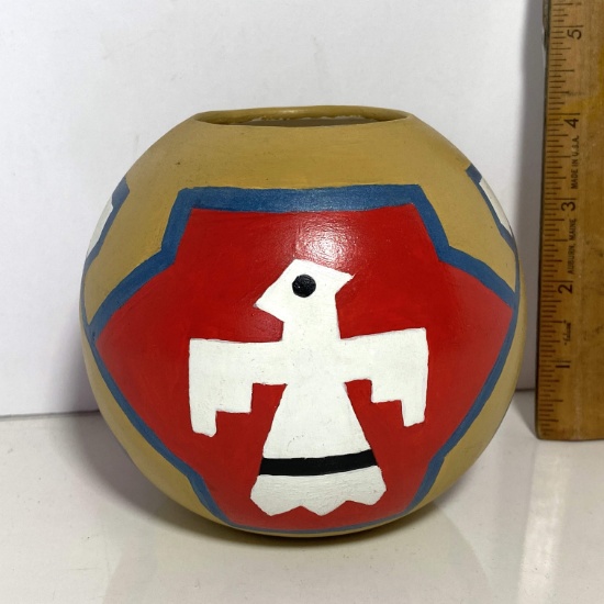 Native American Style Painted Porcelain Vessel