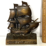 Vintage “The Mayflower” Solid Brass Bookend