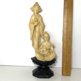 Vintage Carved Oriental Statue Signed on Back