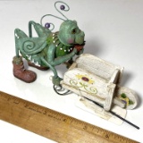 Adorable Grasshopper with Cart Figurine