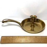 Vintage Brass Bedside Candlestick Pan with Heart Handle Made in India