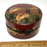 Hand Painted Jungle Scene Paper Mache Box Made in India