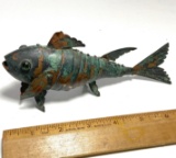Unique Graziella Laffi Style Copper Segmented Articulated Fish Figurine with Moving Fins & Body
