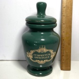 “Symphytum Officinale” Apothecary Style Green Jar with Gilt Letters & Accent