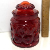 Vintage Ruby Red Lidded Jar