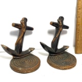 1930's Copper Nautical Anchor Bookends Created and Made by Dodge Inc.