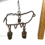 Vintage Sheep Shaped Bell Wall Hanging