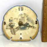 Cool Vintage Hand Made Sand Dollar Clock with Nautical Scene (battery powered, untested)