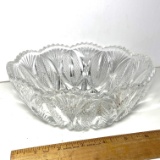 Elegant Pressed Glass Bowl with Ruffled Saw Tooth Edge