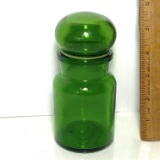 Vintage Green Glass Small Apothecary Style Jar Made in Belgium