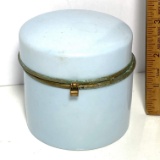 Baby Blue Porcelain Hinged Powder Puff Jar