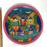 Hand Painted Colorful Mexican Clay Plate Wall Hanging
