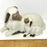 Adorable Homco Porcelain Mommy Sheep & Baby Figurine