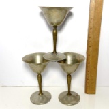 Vintage Set of 3 Continental EPNS Stemware