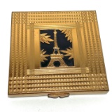 Gorgeous Gold Tone Etched Eiffel Tower Compact Made in France