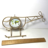 Brass Tone Helicopter Table Top Clock