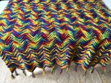 Colorful Vintage Hand Crocheted Throw (measures 60” x 44”)
