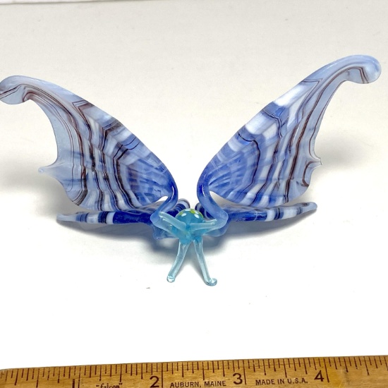 Beautiful Blue Art Glass Butterfly Figurine