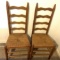 Pair of Vintage Ladderback Chairs with Rush Seats