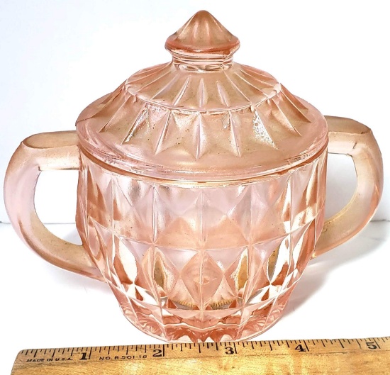 Vintage Pink Windsor Depression Glass Sugar Dish