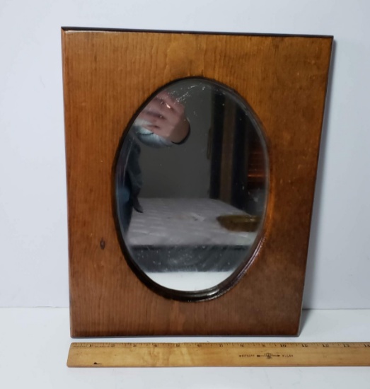 Vintage Wood Shaving Mirror